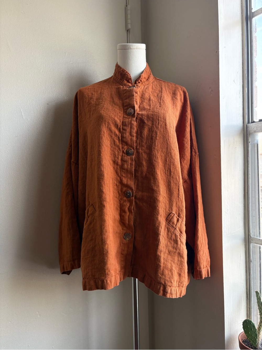 bryn walker vintage burnt rustic orange linen jacket